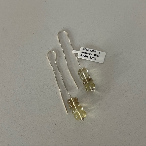 One of a kind Citrine 8mm rondells on threader earrings - Picture 6 of 10